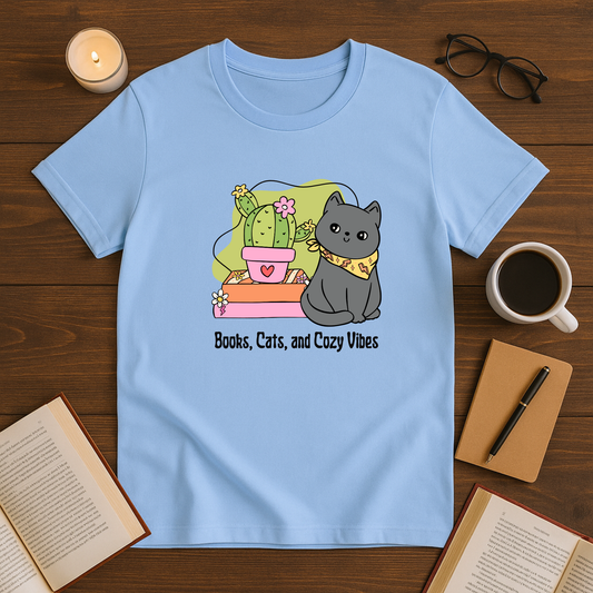 Books, Cats and Cozy Vibes Softstyle T-Shirt