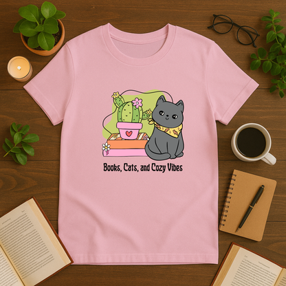 Books, Cats and Cozy Vibes Softstyle T-Shirt