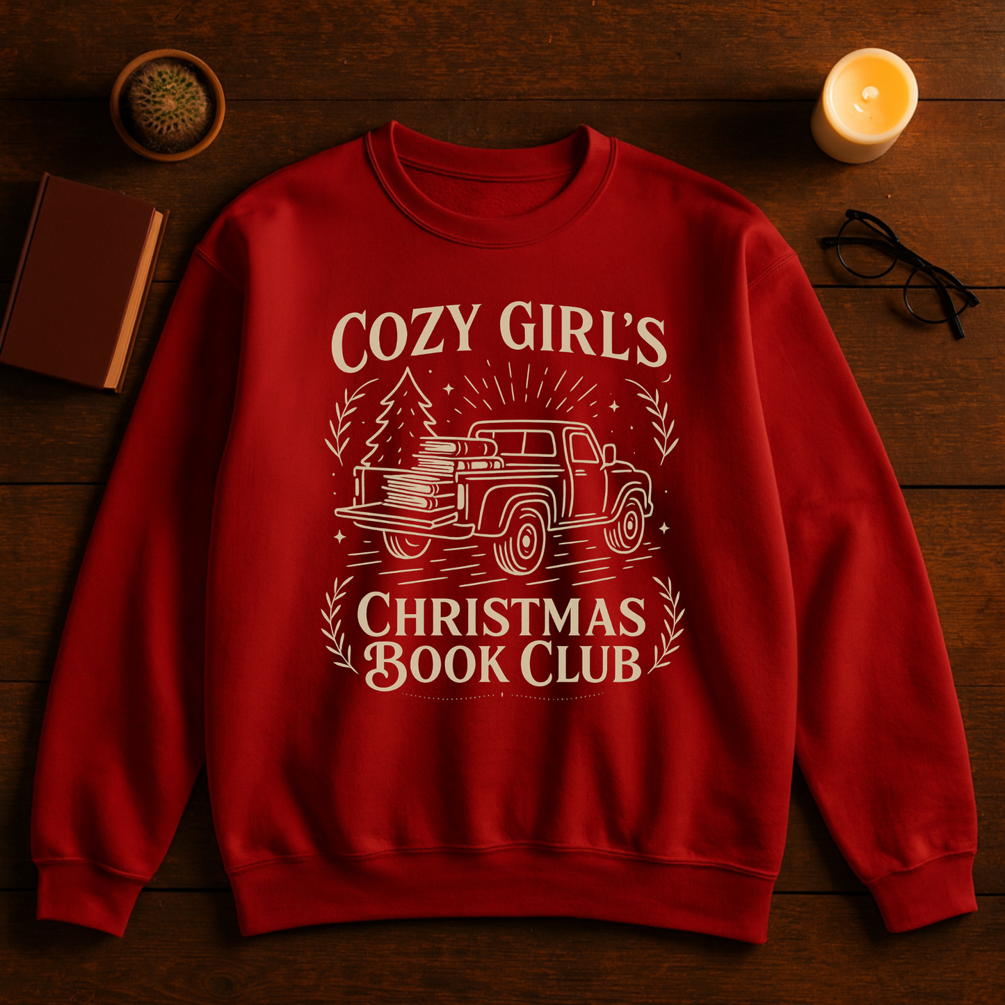 Cozy Girl's Christmas Book Club Sweatshirt