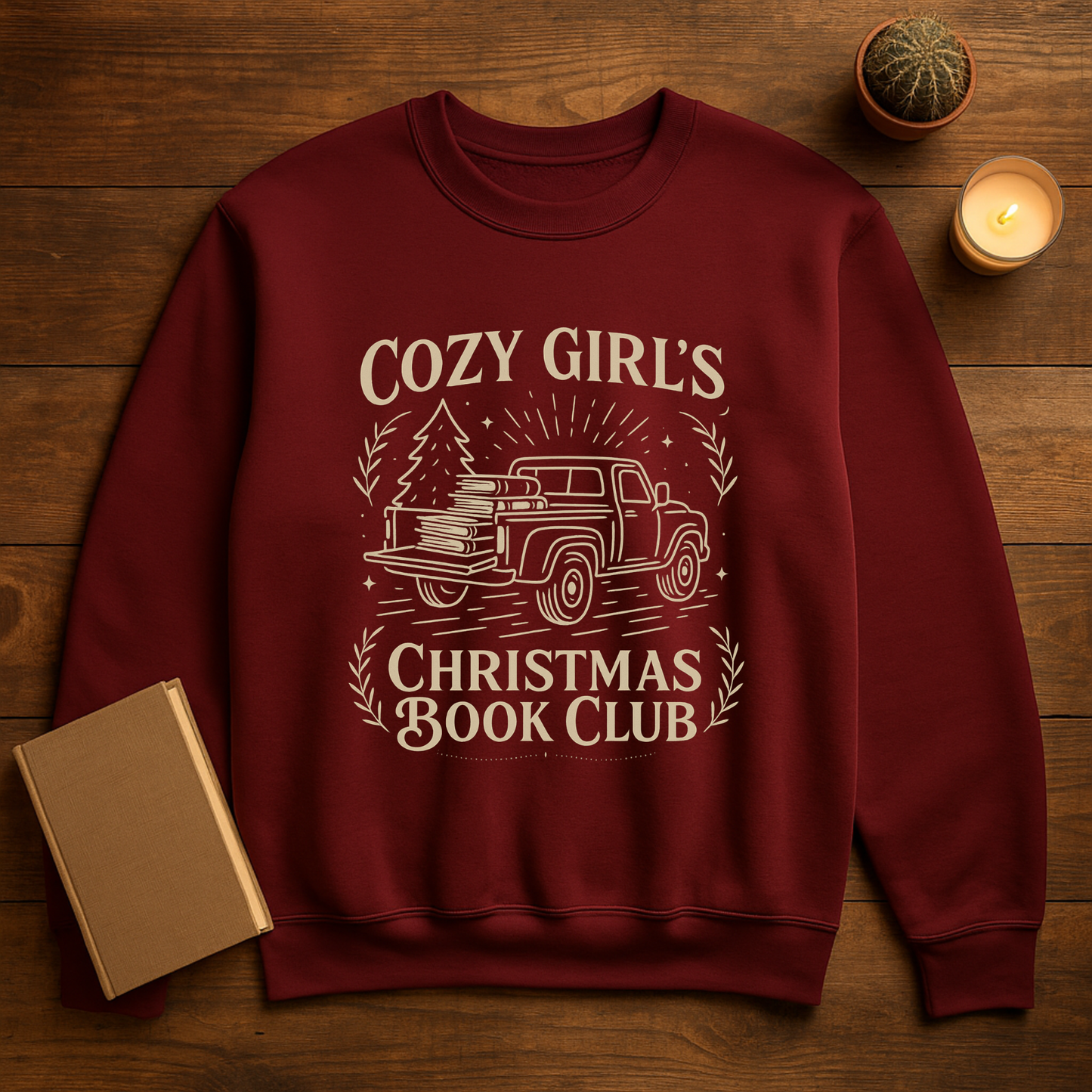 Cozy Girl's Christmas Book Club Sweatshirt