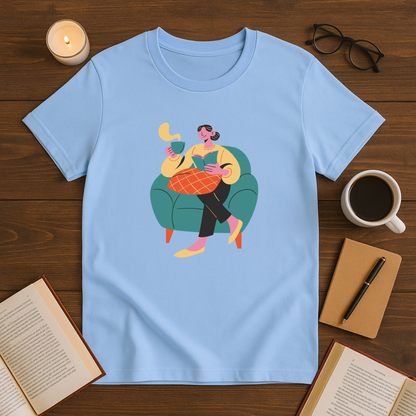 Woman Sitting With Coffee And Book Softstyle T-Shirt