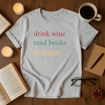 Drink Wine Read Books Be Happy Softstyle T-Shirt