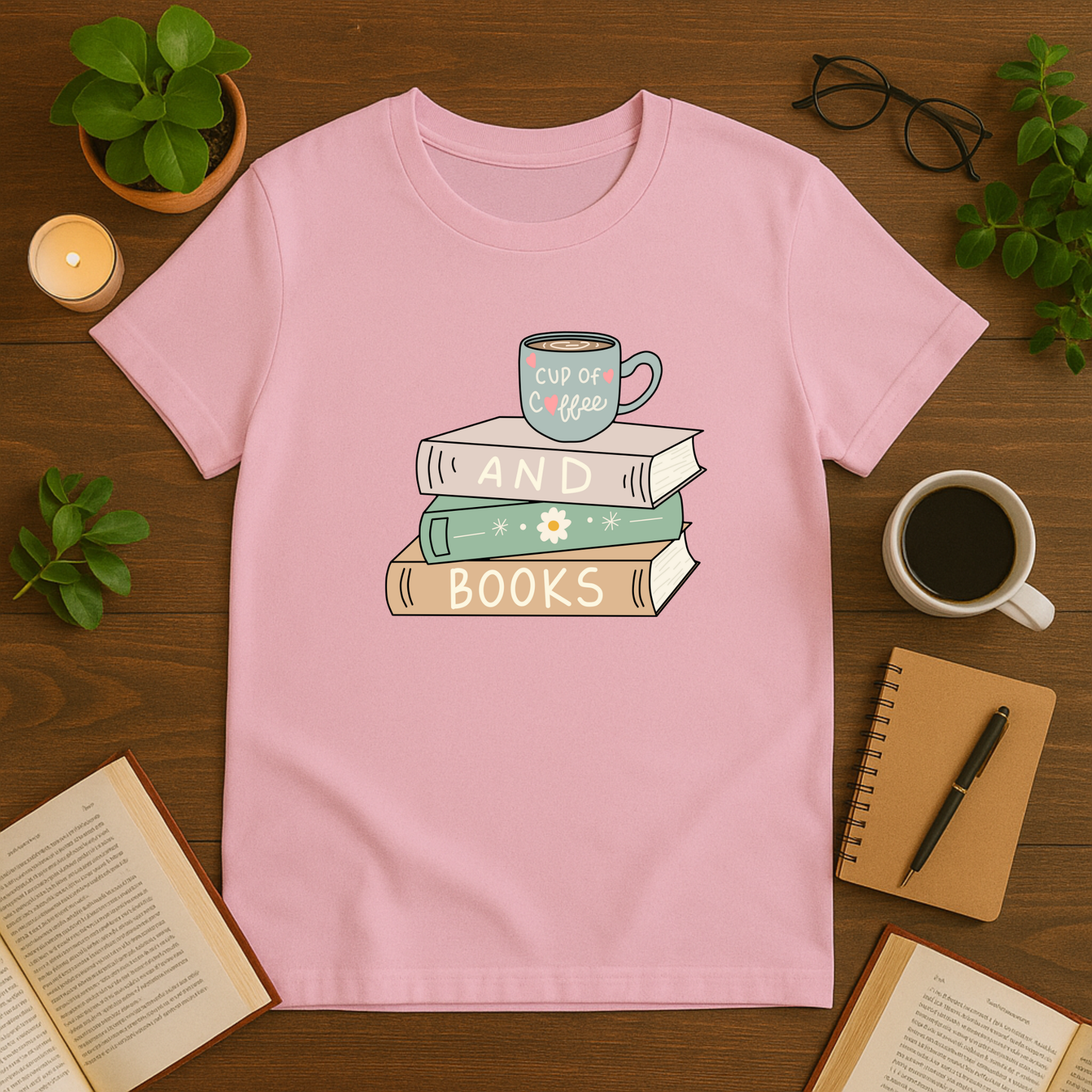 Cup of Coffee and Books Softstyle T-Shirt
